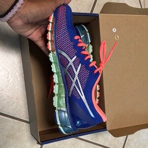 ASICS Vibrant Blue and Coral Sneakers